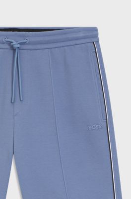 Shorts in misto cotone con bordi profilati, Blu
