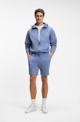 Cotton-blend shorts with piped trims, Blue