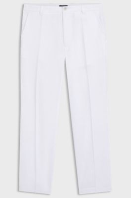 Pantaloni straight fit in lino, Bianco