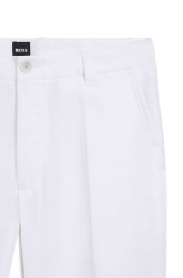 Straight-fit trousers in linen, White