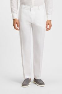 Straight-fit broek van linnen, Wit