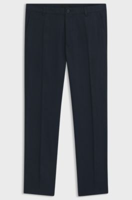 Straight-fit trousers in linen, Dark Blue