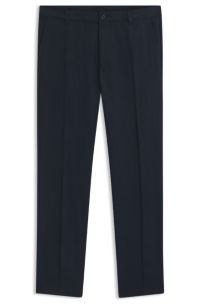 Straight-fit trousers in linen, Dark Blue