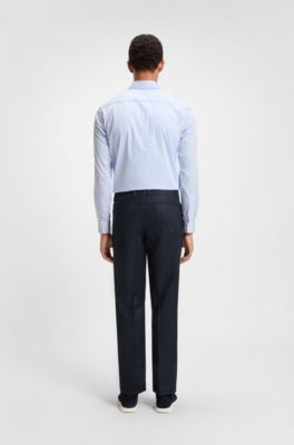Straight-fit trousers in linen, Dark Blue