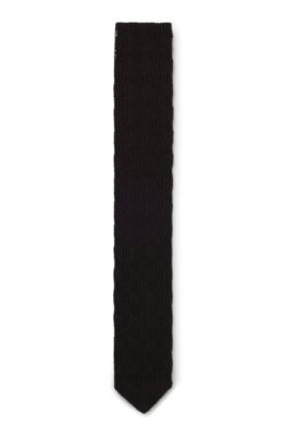 Cotton tie with knitted structure, Dark Brown
