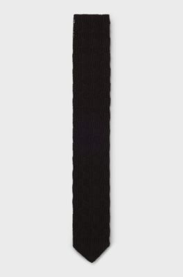Cotton tie with knitted structure, Dark Brown