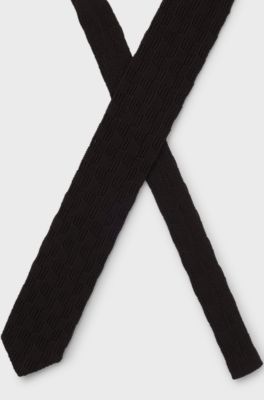 Cotton tie with knitted structure, Dark Brown