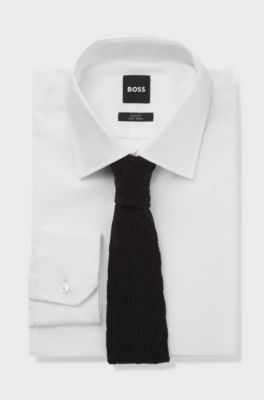 Cotton tie with knitted structure, Dark Brown