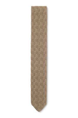 Cotton tie with knitted structure, Light Beige