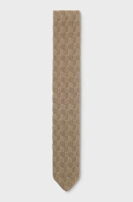 Cotton tie with knitted structure, Light Beige