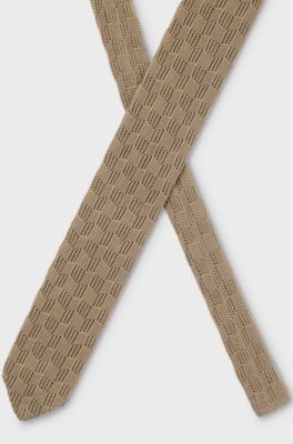 Cotton tie with knitted structure, Light Beige