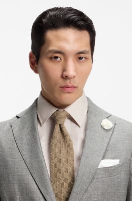 Cotton tie with knitted structure, Light Beige