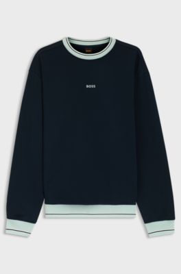 Cotton-terry sweatshirt with contrast details, Dark Blue