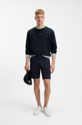 Cotton-terry sweatshirt with contrast details, Dark Blue