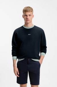 Cotton-terry sweatshirt with contrast details, Dark Blue