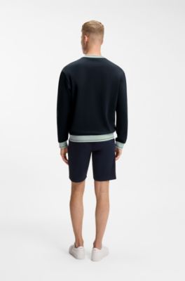 Cotton-terry sweatshirt with contrast details, Dark Blue