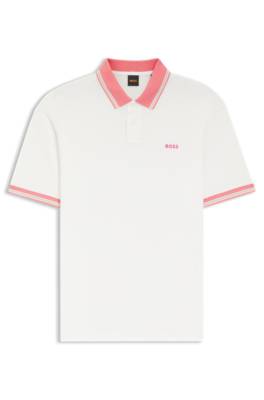Cotton-jersey polo shirt with stripe trims 1