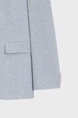 Two-piece regular-fit suit in stretch boucl&eacute;, Light Blue