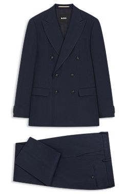 Two-piece slim-fit suit in striped linen and wool