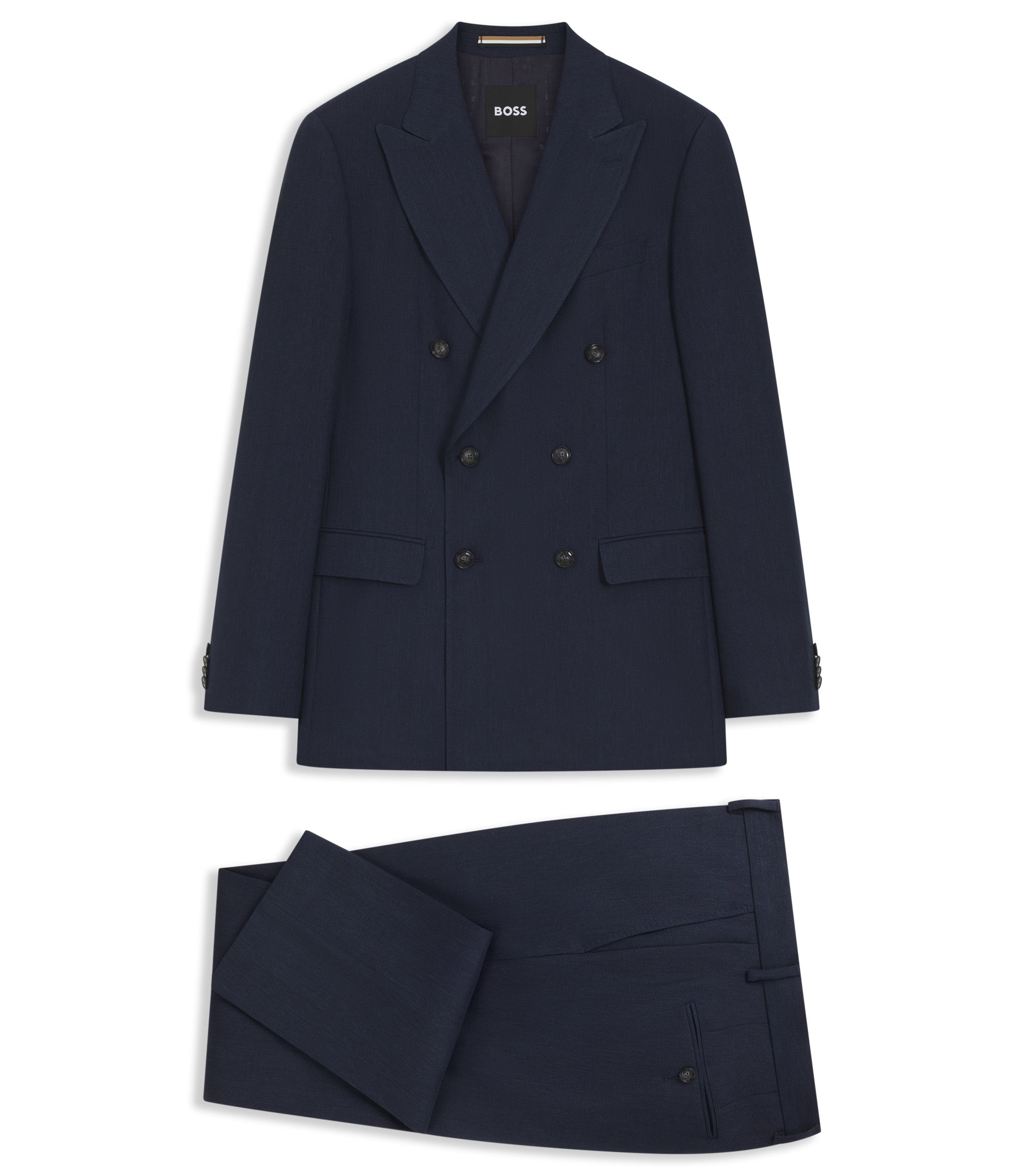 Slim-Fit Zweiteiler aus gestreiftem Leinen-Wolle-Mix