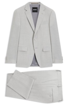 Two-piece slim-fit suit in micro-patterned fabric