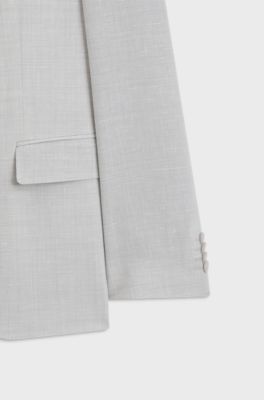 Slim fit jakkes&aelig;t i to dele i mikrom&oslash;nstret stof, Lysegr&aring;