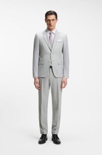 Two-piece slim-fit suit in micro-patterned fabric, Light Grey
