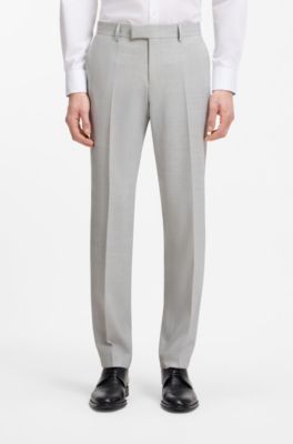Two-piece slim-fit suit in micro-patterned fabric, Light Grey