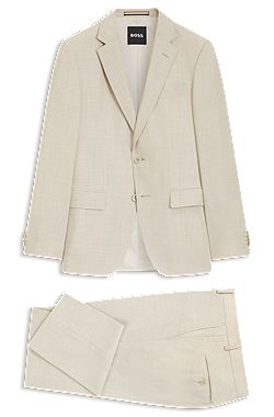 Two-piece slim-fit suit in micro-patterned fabric