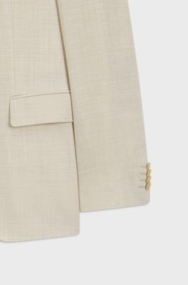 Slim-Fit Zweiteiler aus fein gemustertem Gewebe, Hellbeige