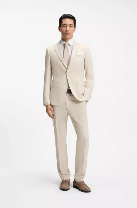 Two-piece slim-fit suit in micro-patterned fabric
