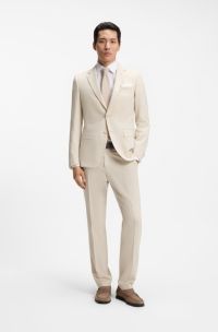 Abito slim fit due pezzi in tessuto con micromotivo, Beige chiaro