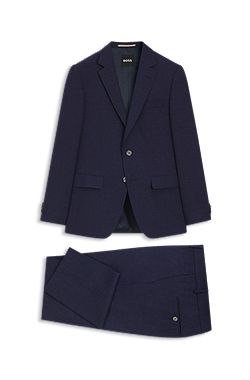 Two-piece slim-fit suit in micro-patterned fabric