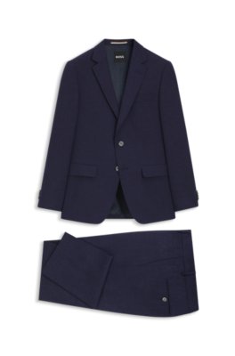 Two-piece slim-fit suit in micro-patterned fabric