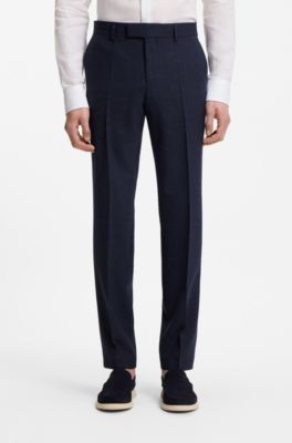 Two-piece slim-fit suit in micro-patterned fabric, Dark Blue