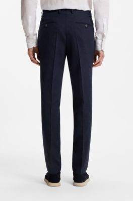 Two-piece slim-fit suit in micro-patterned fabric, Dark Blue