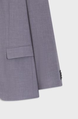 Two-piece slim-fit suit in micro-patterned fabric, Purple