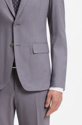 Two-piece slim-fit suit in micro-patterned fabric, Purple