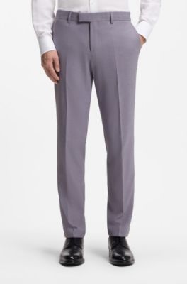 Two-piece slim-fit suit in micro-patterned fabric, Purple