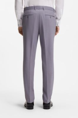 Two-piece slim-fit suit in micro-patterned fabric, Purple