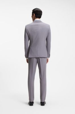 Two-piece slim-fit suit in micro-patterned fabric, Purple