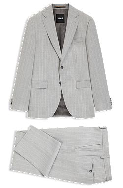 Two-piece regular-fit suit in striped virgin wool