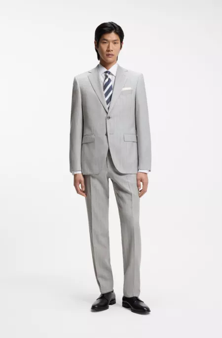 Two-piece regular-fit suit in striped virgin wool