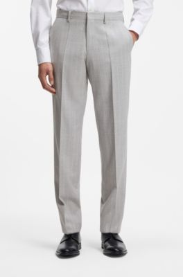 Two-piece regular-fit suit in striped virgin wool, Light Grey