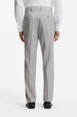Two-piece regular-fit suit in striped virgin wool, Light Grey
