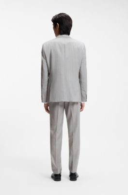 Abito due pezzi regular fit in lana vergine a righe, Grigio chiaro