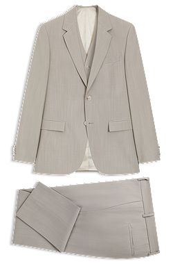 Three-piece slim-fit suit in virgin wool