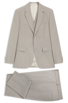 Three-piece slim-fit suit in virgin wool
