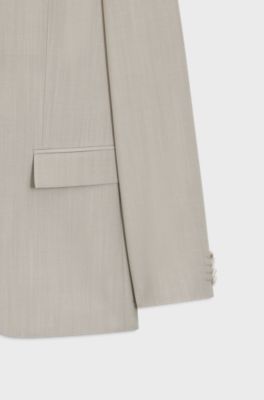 Three-piece slim-fit suit in virgin wool, Light Grey