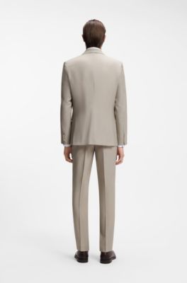 Three-piece slim-fit suit in virgin wool, Light Grey